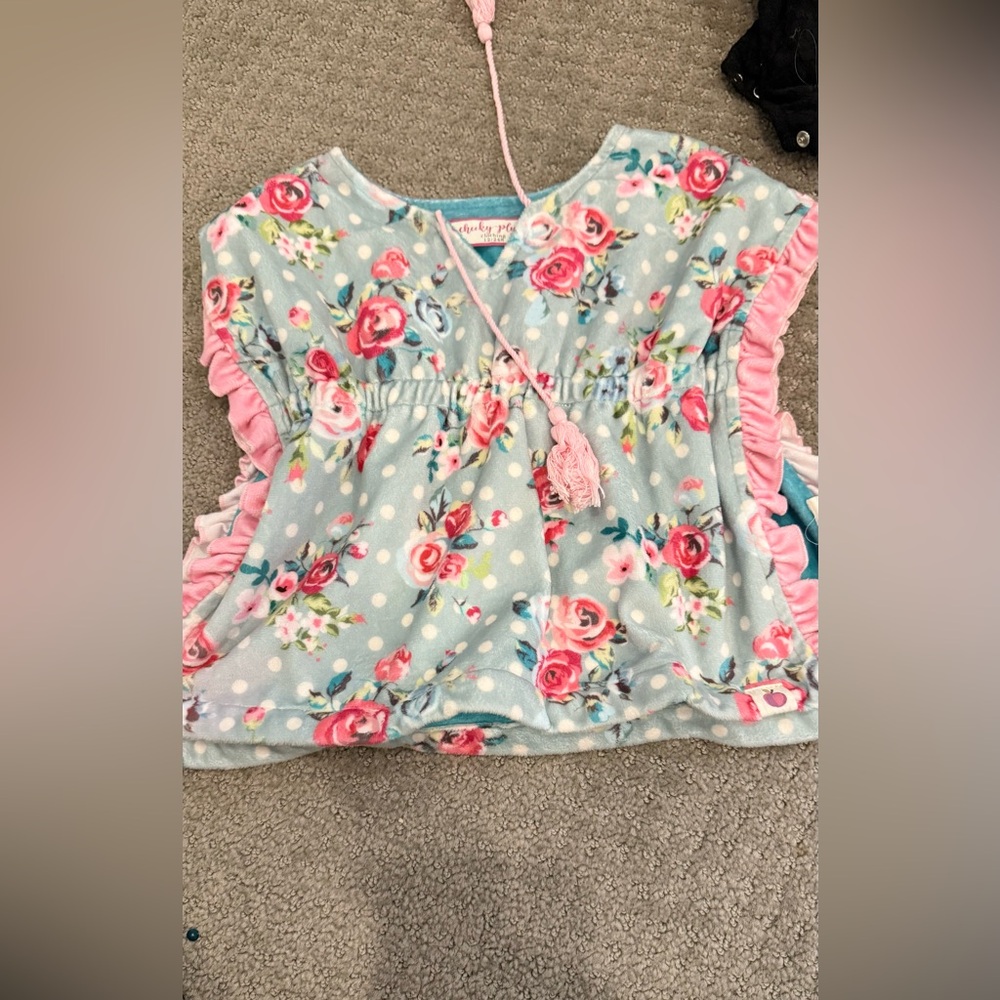 Cheeky Plum Floral Kids Blouse with Pink and Blue